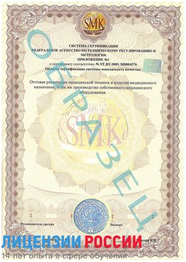 Образец сертификата соответствия (приложение) Целина Сертификат ISO 13485