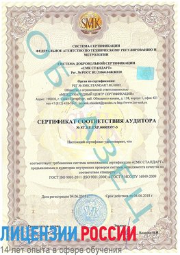Образец сертификата соответствия аудитора №ST.RU.EXP.00005397-3 Целина Сертификат ISO/TS 16949